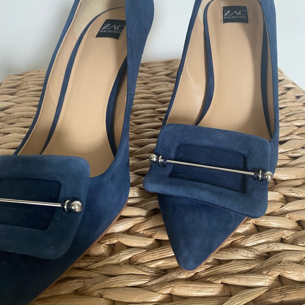 Zac Posen Navy Blue Heels - Picture 2 of 7